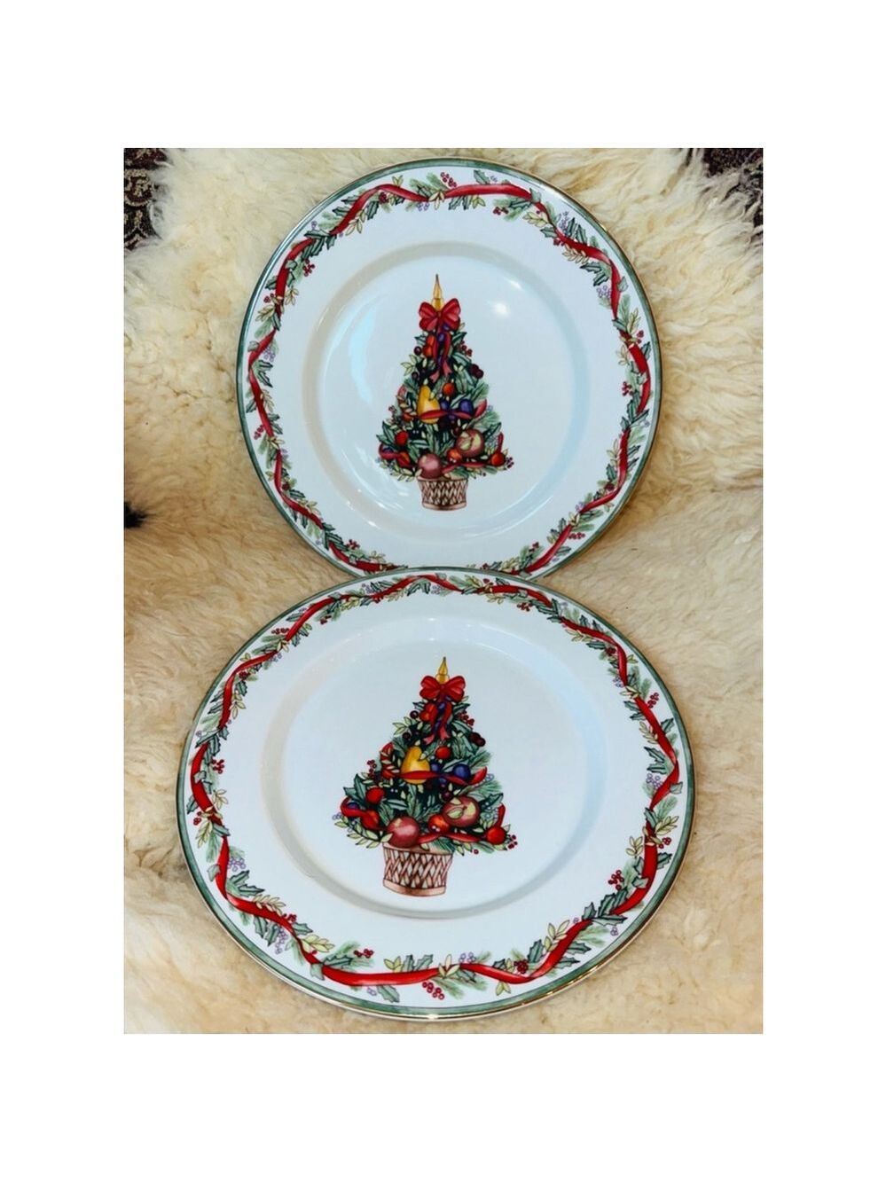 NOS Vintage Dansk Nordic Holiday Dinnerware Christmas Fruit Tree 9” Dinner Plate